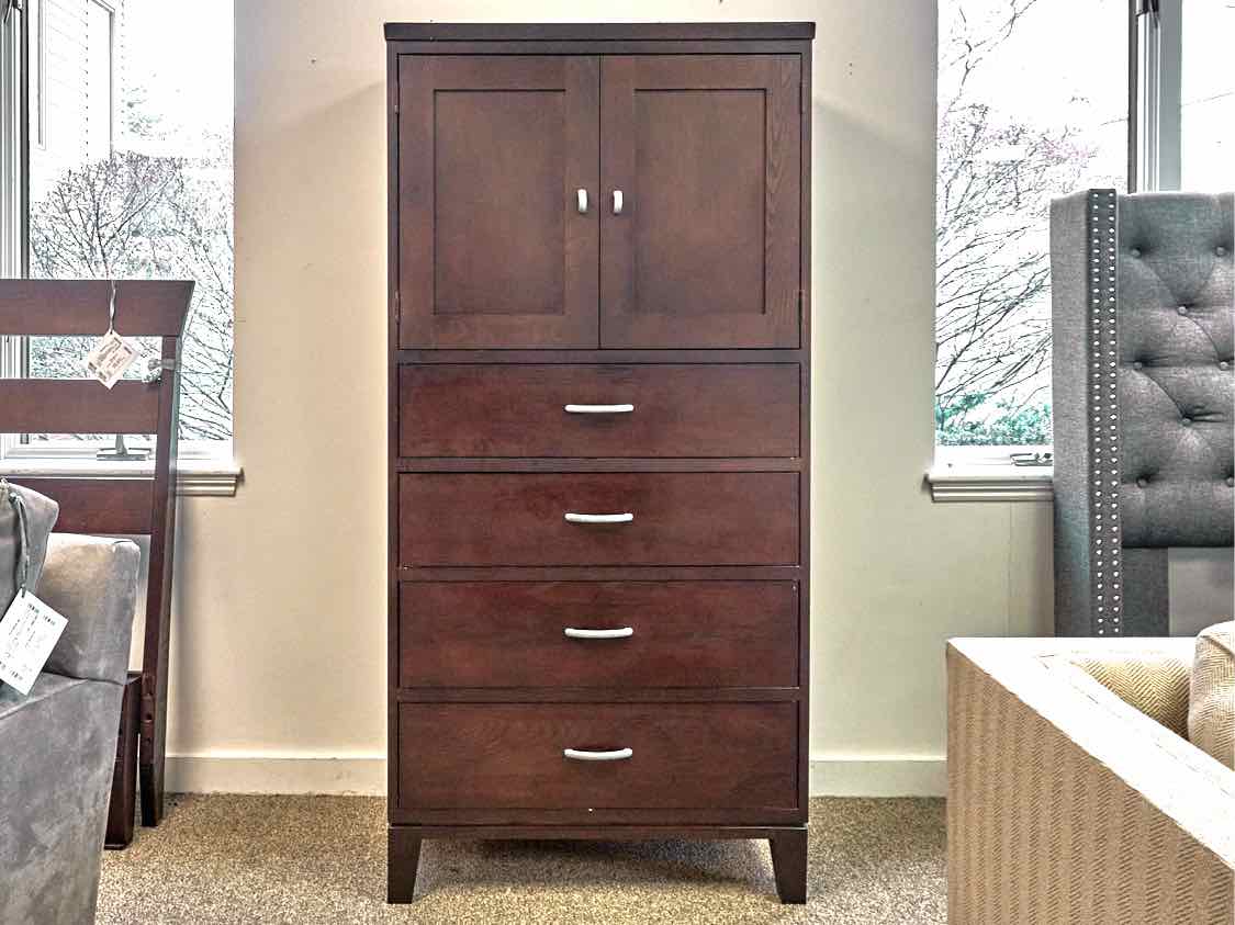 Ethan Allen Door Chest with Drawers in Espresso Finish Oak