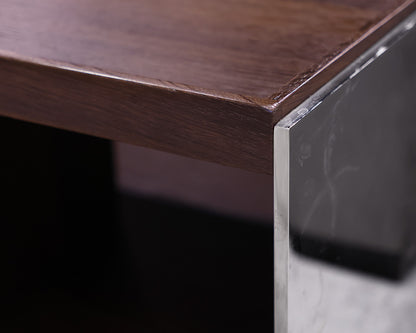 B&B Italia Surface Cocktail Table in Smoked Oak, Lacquer & Chromed Steel