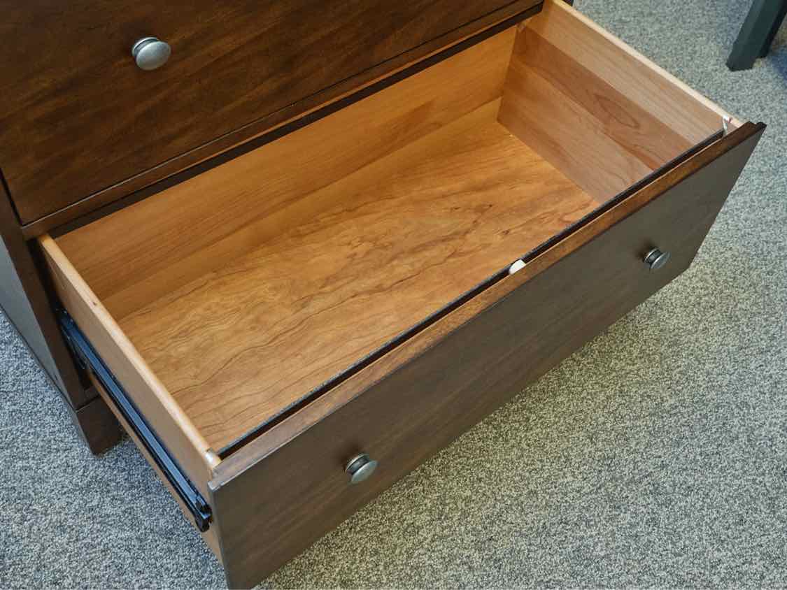 File Cabinet with Walnut Finish Stain with 2 Lateral File Drawers