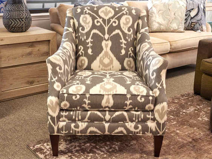 Boston Interiors Arm Chair in Ikat Pattern Upholstery
