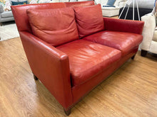 Lee Industries Red Leather Loveseat