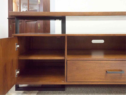 Cherry & Metal Industrial Style Media Console