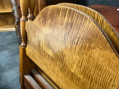 Pair of Tiger Maple Twin 4 Poster Beds