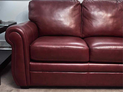 Red Vinyl 3 Attached Cushion Sofa