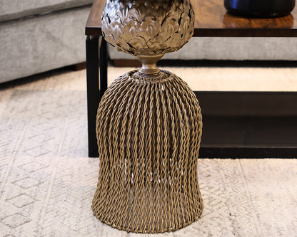 Round Gold Tassel Accent Table