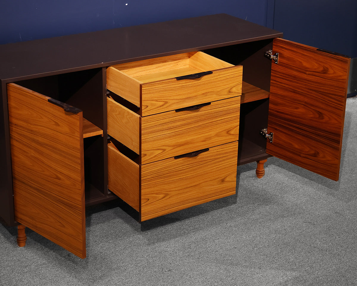 Palo Samko Rosewood Credenza in Rosewood with Brown Lacquer Frame