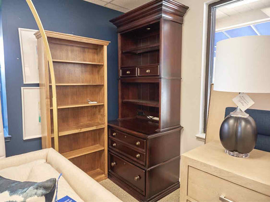 Stanley Cherry Two Piece Lighted Bookcase