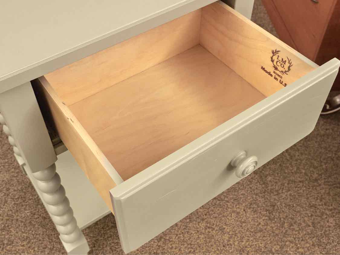 'Woodland Flower Blue' Finish Spool Leg Nightstand