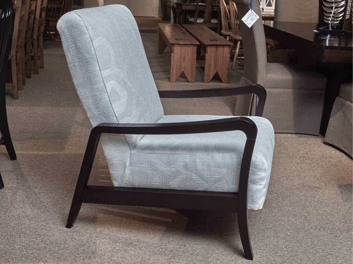 Best Chair White Upholstered Arm  Chair with Ebony Finish Wood frame