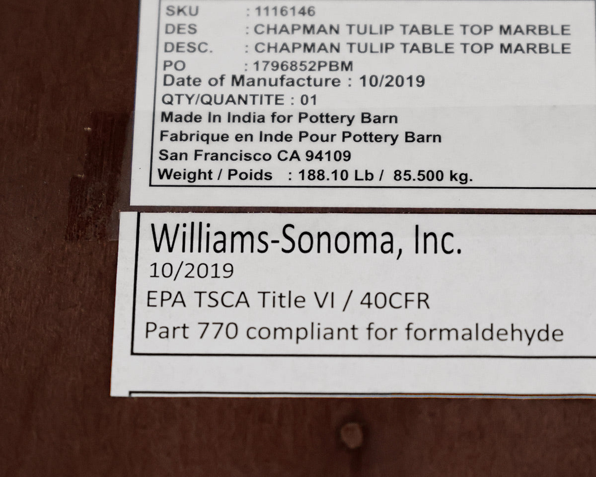William Sonoma Oval Marble Top Tulip Dining Table