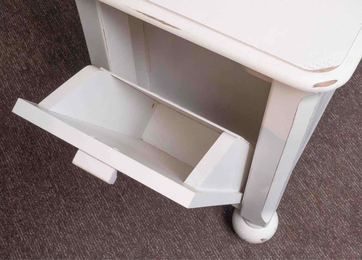 Distressed Ivory Finish 1 Drawer , Door & Magazine Rack Side Table