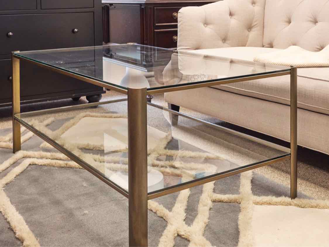 Brass Base Glass Top Cocktail Table