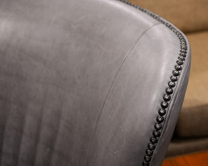 Crate & Barrel Gray Leather Wing Chair