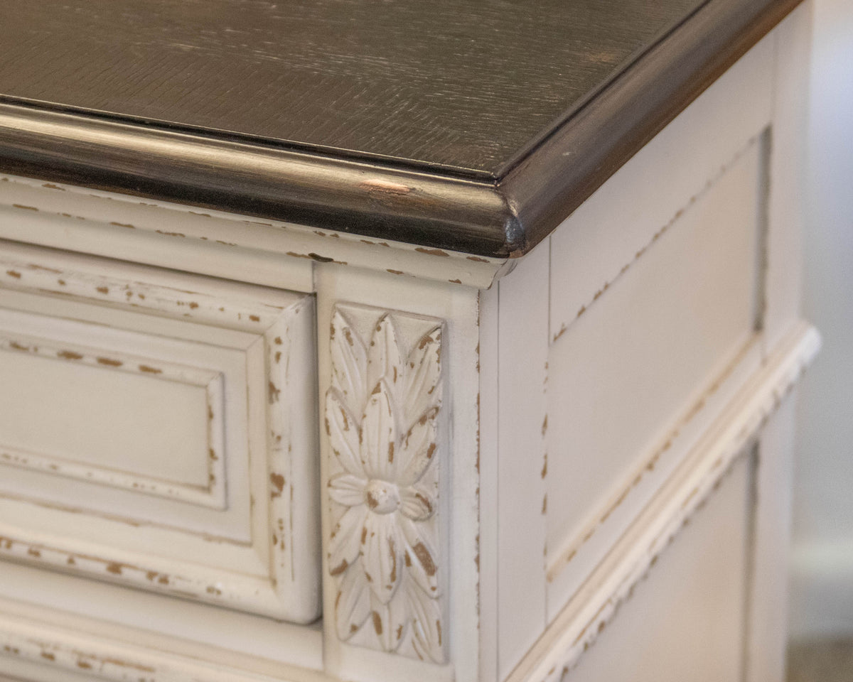 Eridani 7 Drawer Dresser in Distressed Parchment