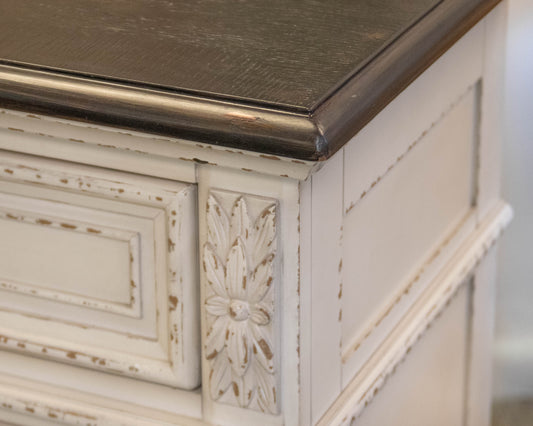 Eridani 7 Drawer Dresser in Distressed Parchment