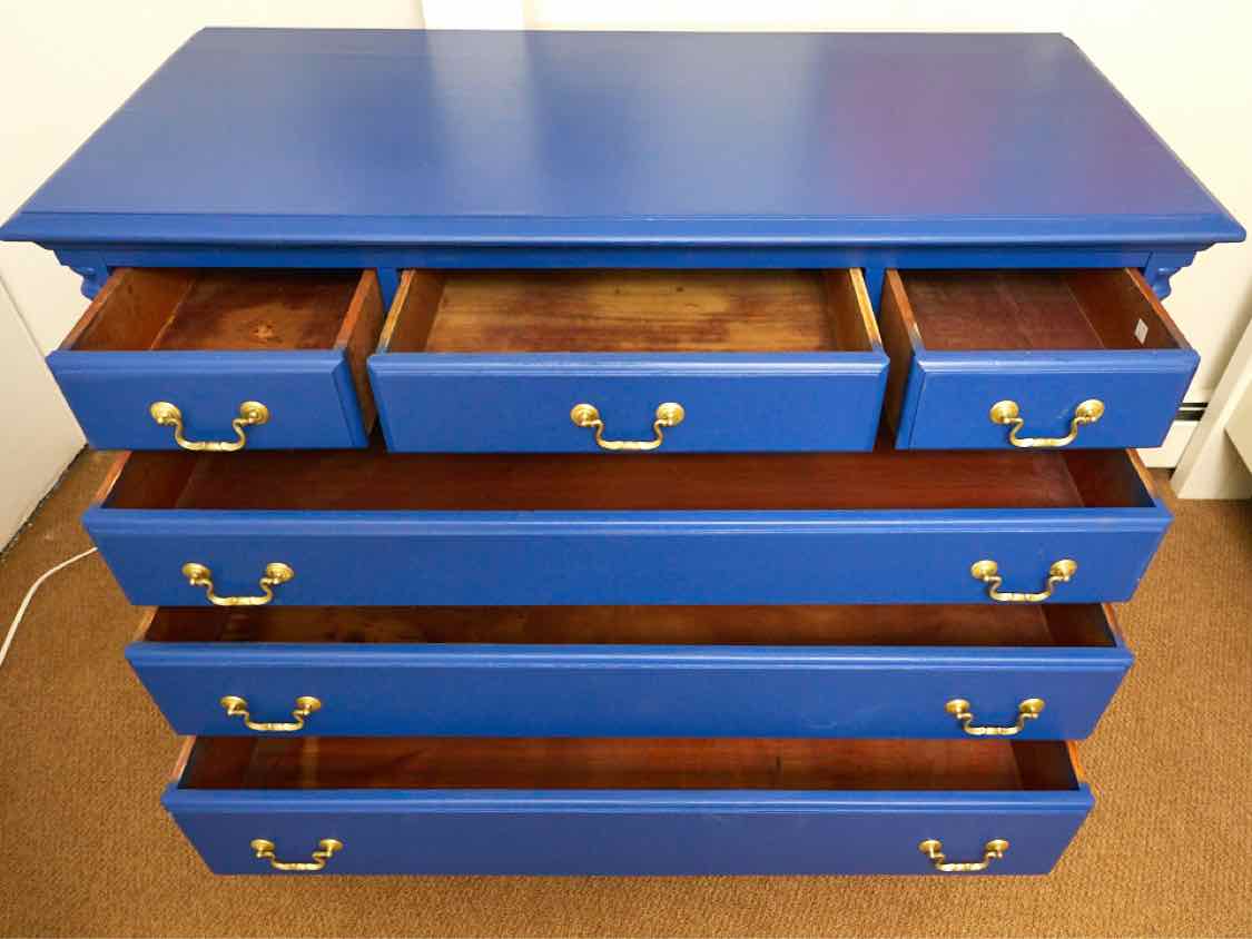 'Encore Blue' Finish Mahogany 6 Drawer Dresser