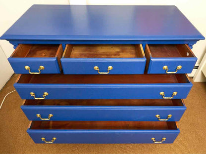 'Encore Blue' Finish Mahogany 6 Drawer Dresser