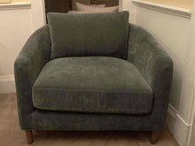 Pottery 'Remmy' Chair & Ottoman in Slate Blue Performance Chenille