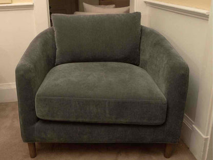 Pottery 'Remmy' Chair & Ottoman in Slate Blue Performance Chenille