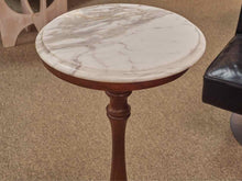 Mahogany Plant Pedestal with White Marble Top