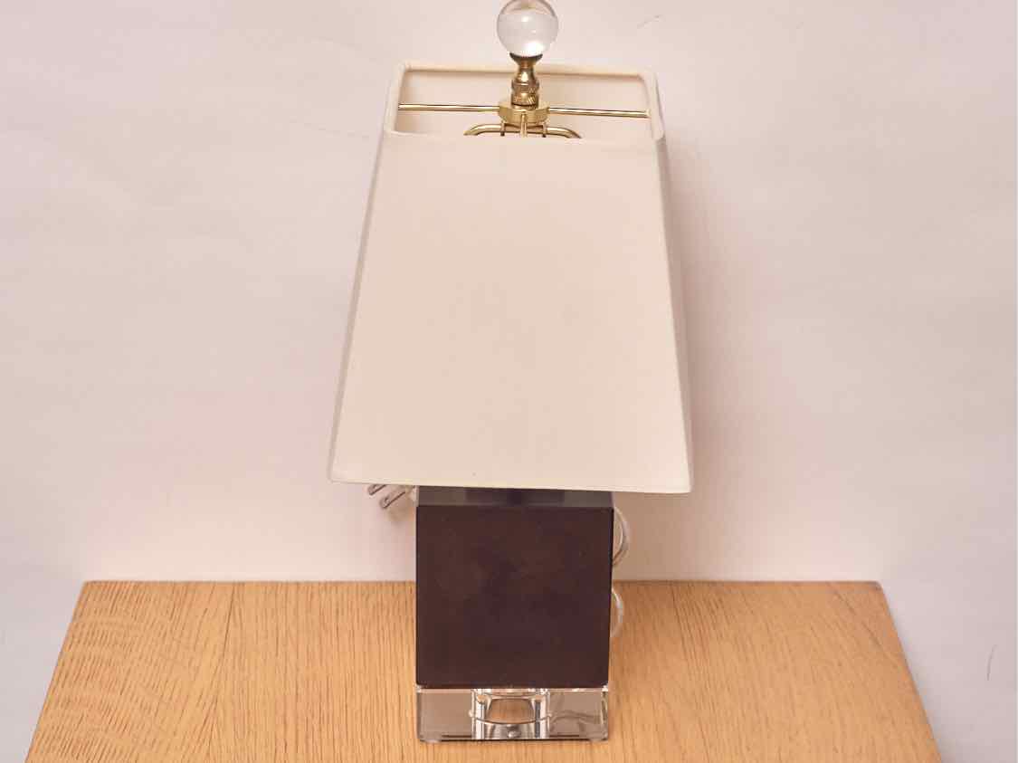 Violet Black Jade Mini Table Lamp with Square Off-White Hardback Shade
