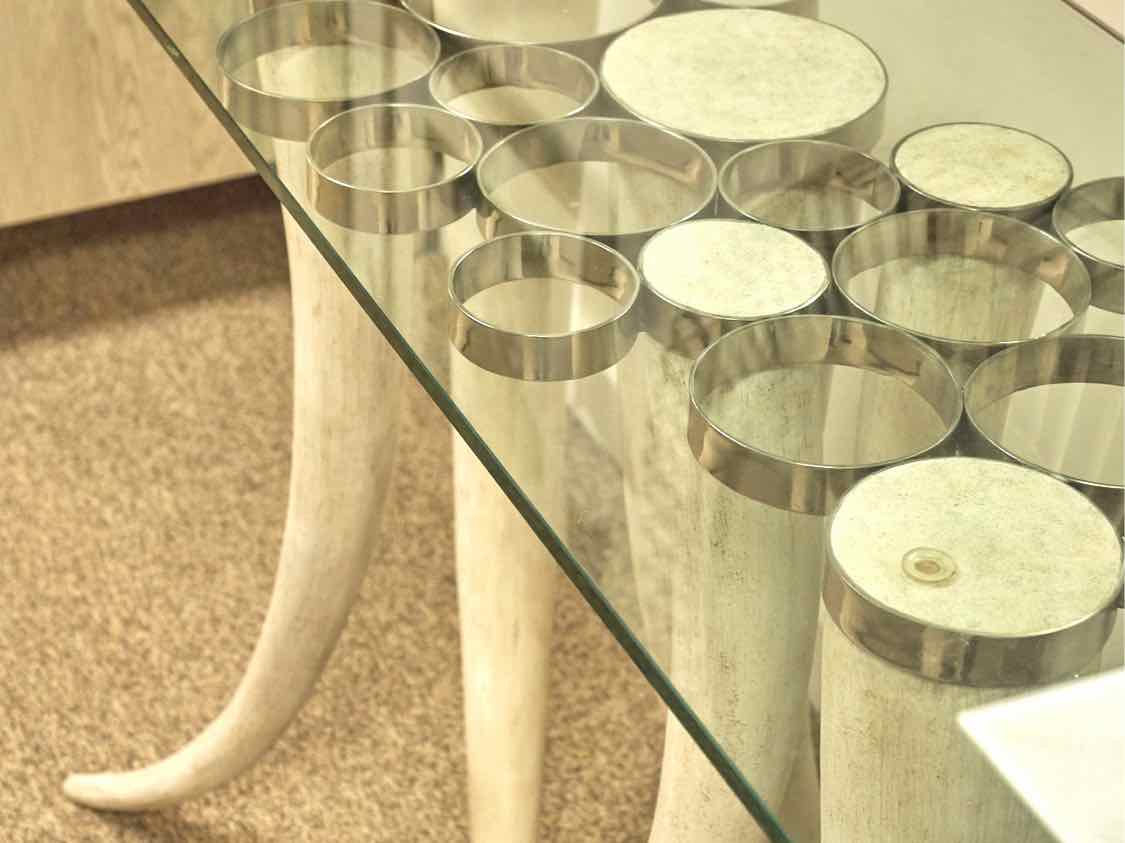 Glass Top Console on Faux Tusk Base