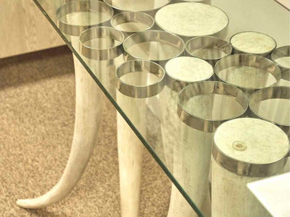 Glass Top Console on Faux Tusk Base