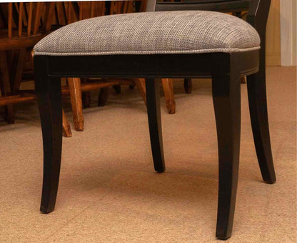Set Of 6 Ethan Allen Black Finish Upholstered Cushions  Dining Chairs