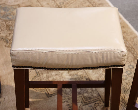 Pair of Ethan Allen Leather Counter Stools