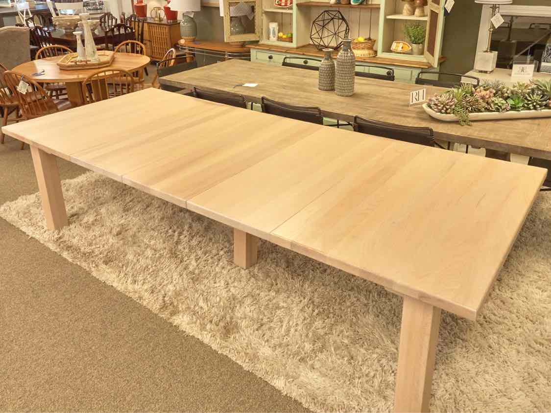 Custom Built Limed Solid Oak  Dining Table with 3 Leaves
