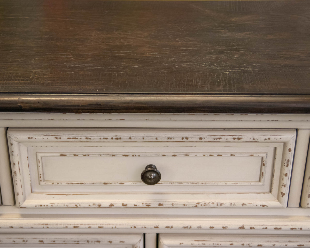 Eridani 7 Drawer Dresser in Distressed Parchment