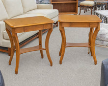 Pair of French Side Tables in Lacquered Cherry with Curved Legs