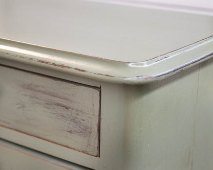 Pair Of Solid Mahogany 2  Drawer Nightstands Finished In Antiqued Sage Green
