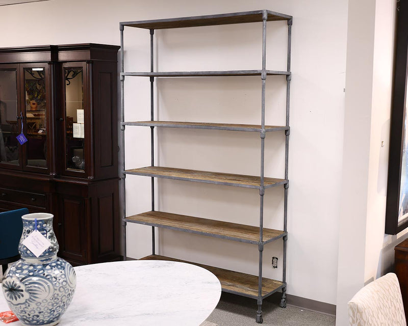 Open Industrial Bookcase in Reclaimed Wood and Metal