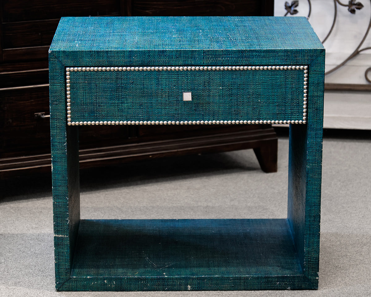 Curate Home Collection Teal Linen Wrapped Accent Table