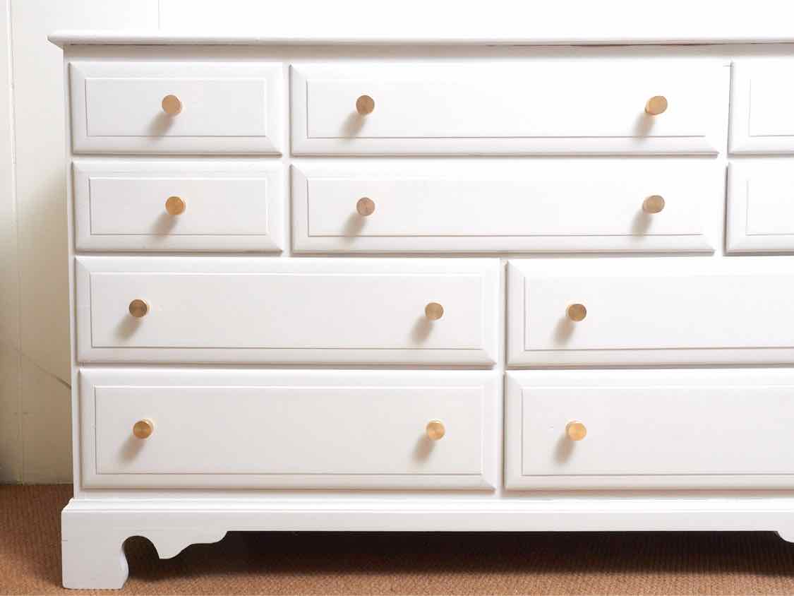 Sterling House Arctic White Finish 10 Drawer Dresser with Gold Finish Knobs