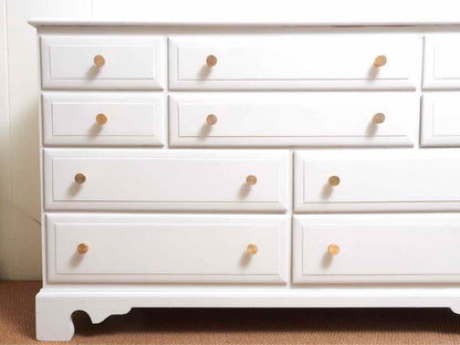 Sterling House Arctic White Finish 10 Drawer Dresser with Gold Finish Knobs