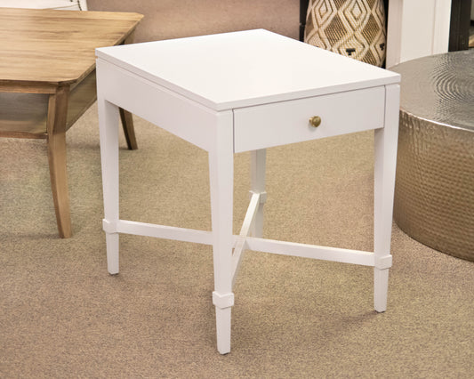 Gat Creek Ava Side Table with Shelf in Classic Paint Snowdrift Finish