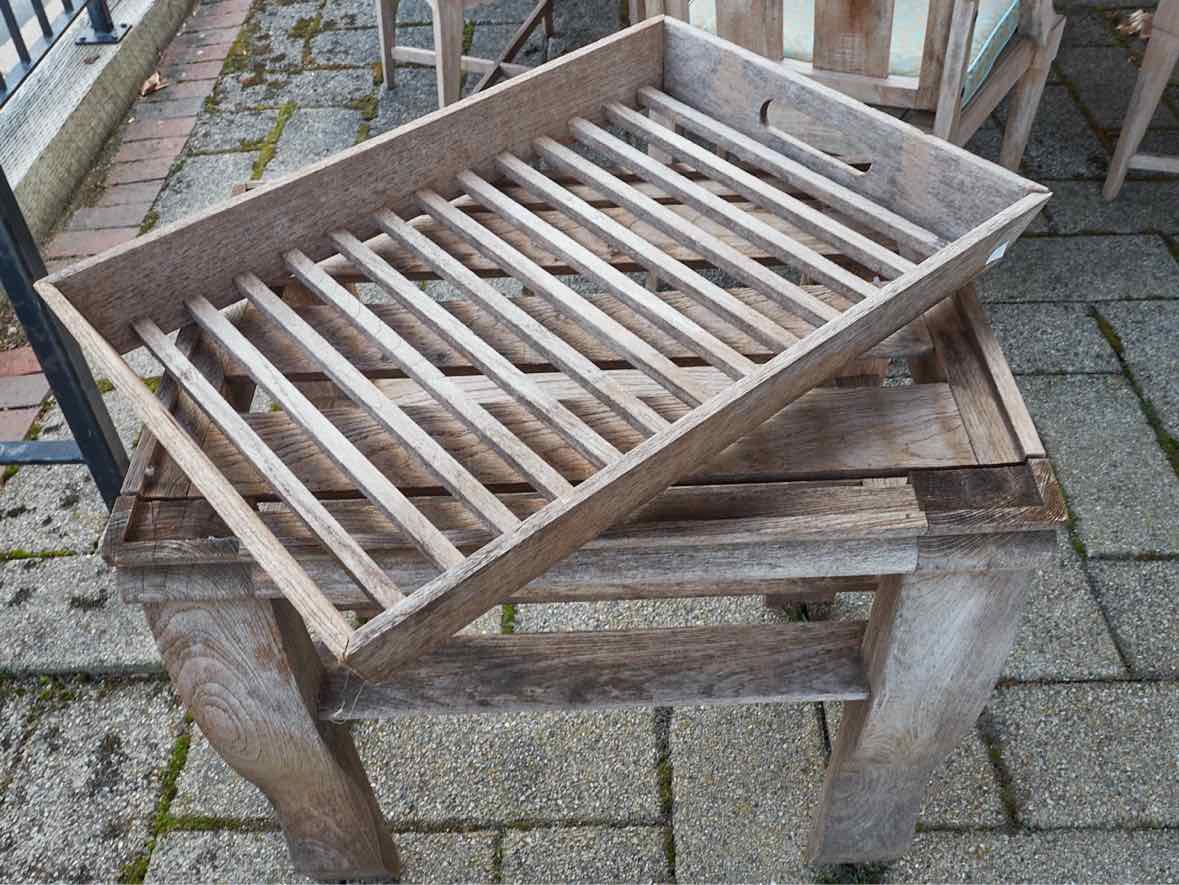 Teak Outdoor Accent Table with Tray Top