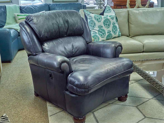 Hancock & Moore Austin Tilt Back Chair with Ottoman in Cavalier Navy