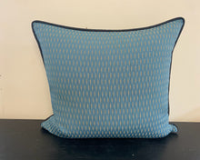 Teal & Beige Accent Pillow with Black Cord Piping