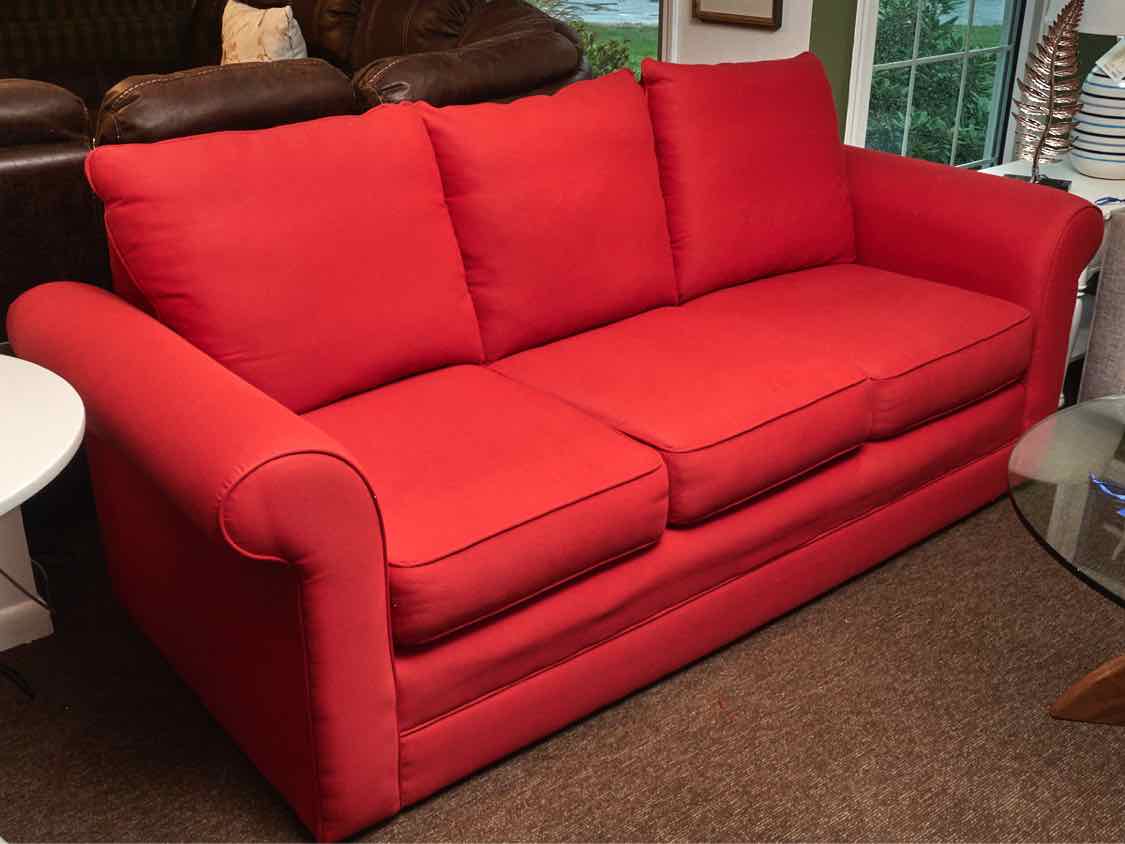 Hickory Hill Buoy Red 3 Cushion Sofa with Sock Arms
