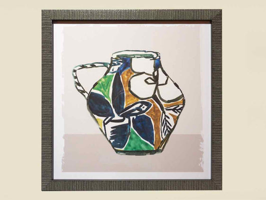 'Picasso Vase II' Print In Grey Wash Black Frame