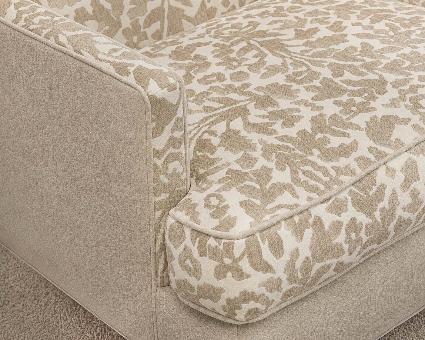 Pair of Crate & Barrel Wing Back Chairs with 'LaScala' Botanical Pattern