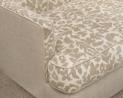 Pair of Crate & Barrel Wing Back Chairs with 'LaScala' Botanical Pattern