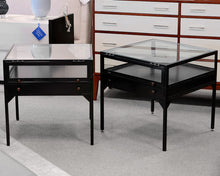 Set of 2 Pottery Barn 'Harmon' Rectangular Glass Top End Tables
