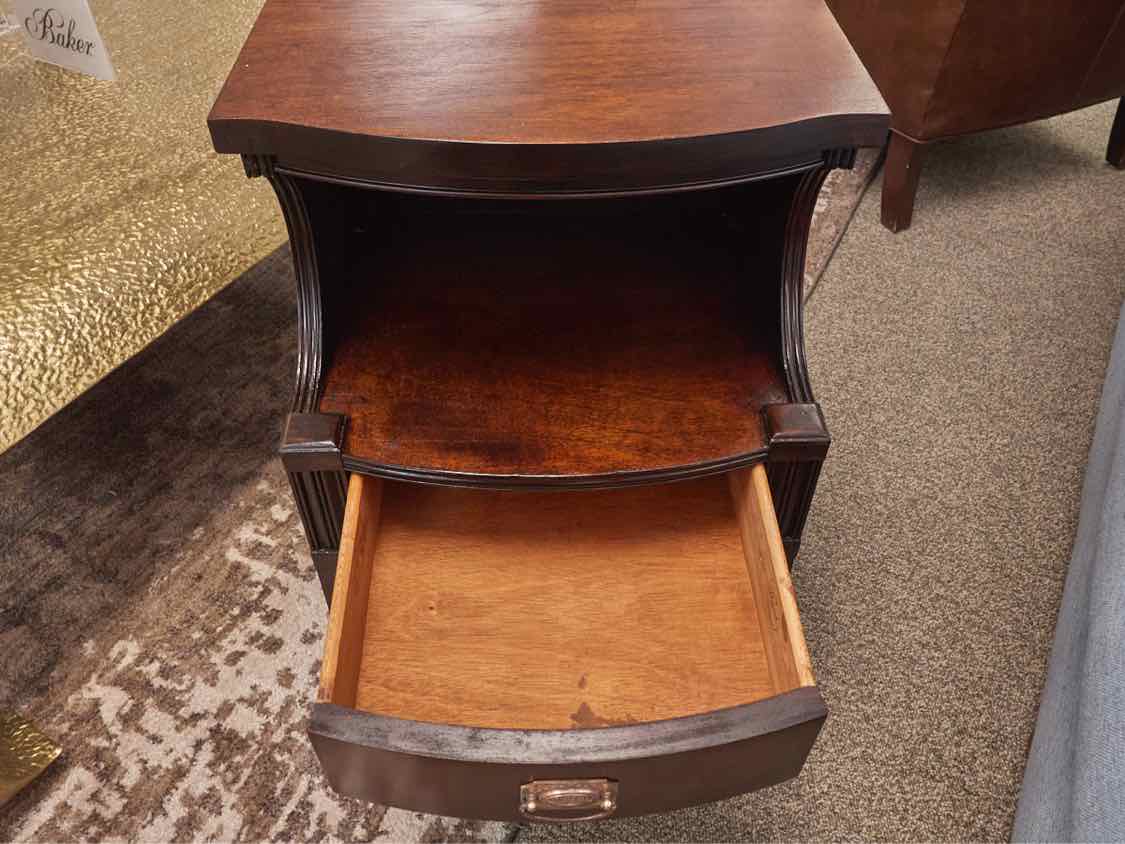 Pair of Drexel Mahogany Open Shelf Nightstands