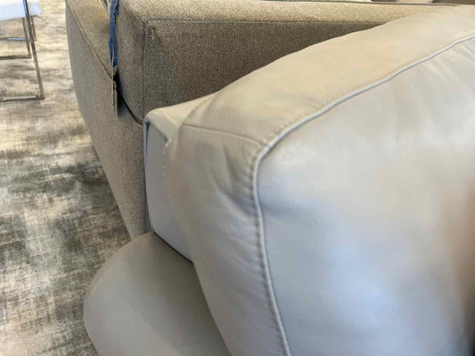 Grey Leather Curved Sofa
