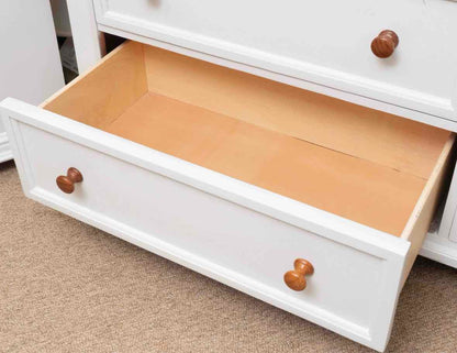 Cherry Plank Top 7 Drawer Dresser in White Finish