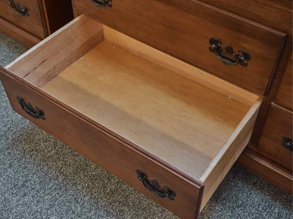 Maple 9-Drawer Dresser with Antique Brass Pulls